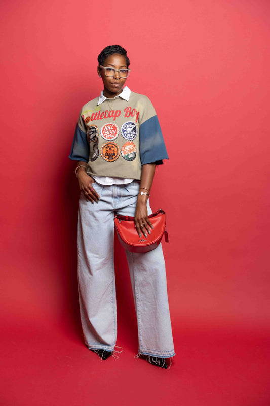 BottleCap Boys Wavy Navy Cropped Crewneck