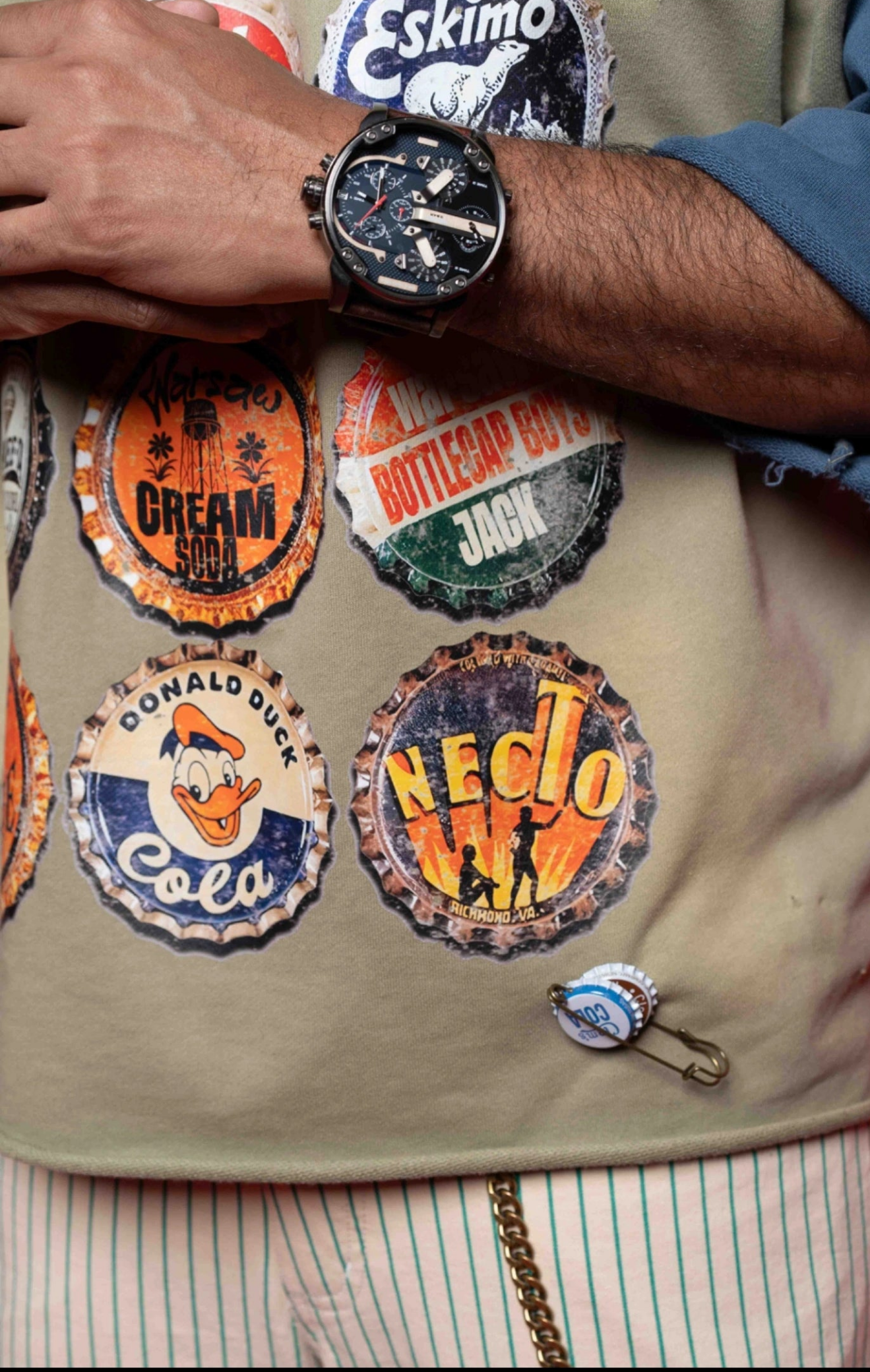 BottleCap Boys Wavy Navy Cropped Crewneck