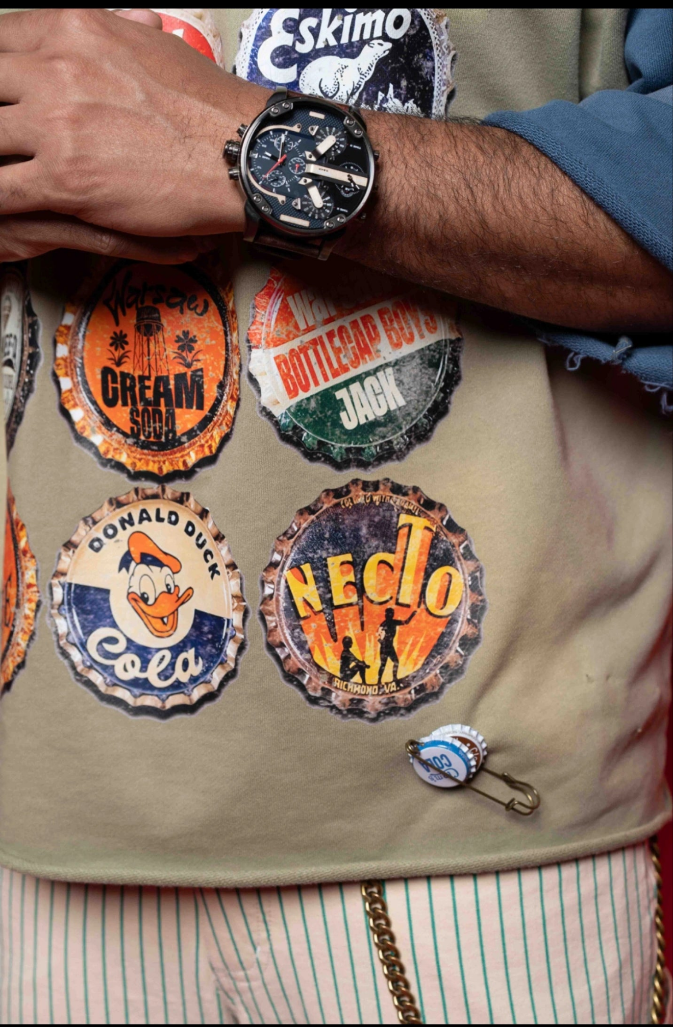 BottleCap Boys Wavy Navy Cropped Crewneck